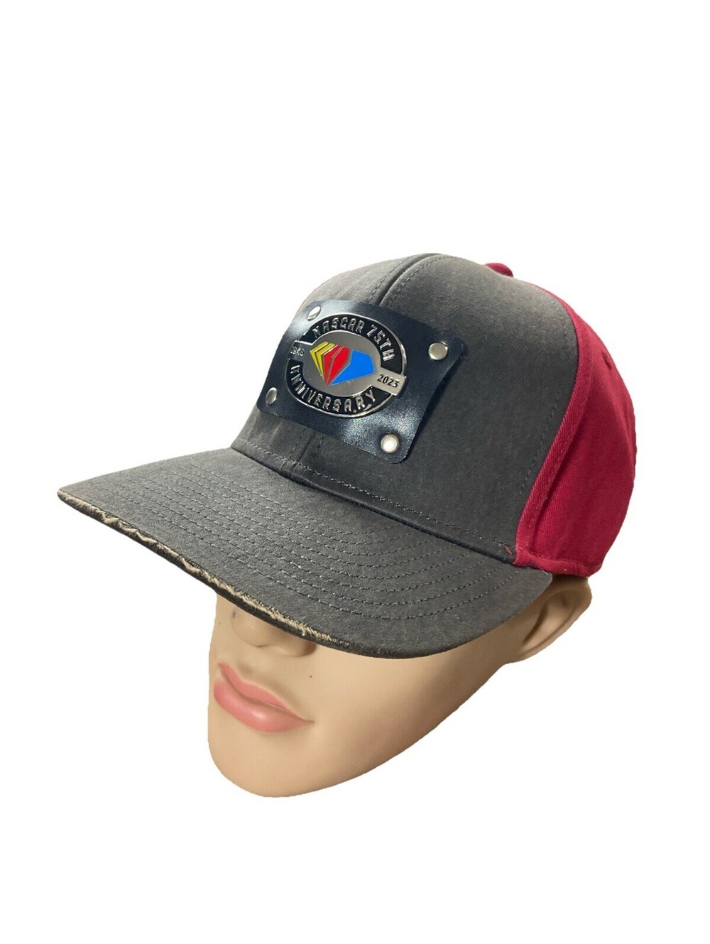 NASCAR Hat - 75th Anniversary Enamel Badge Gray/Red NWT $35 MSRP